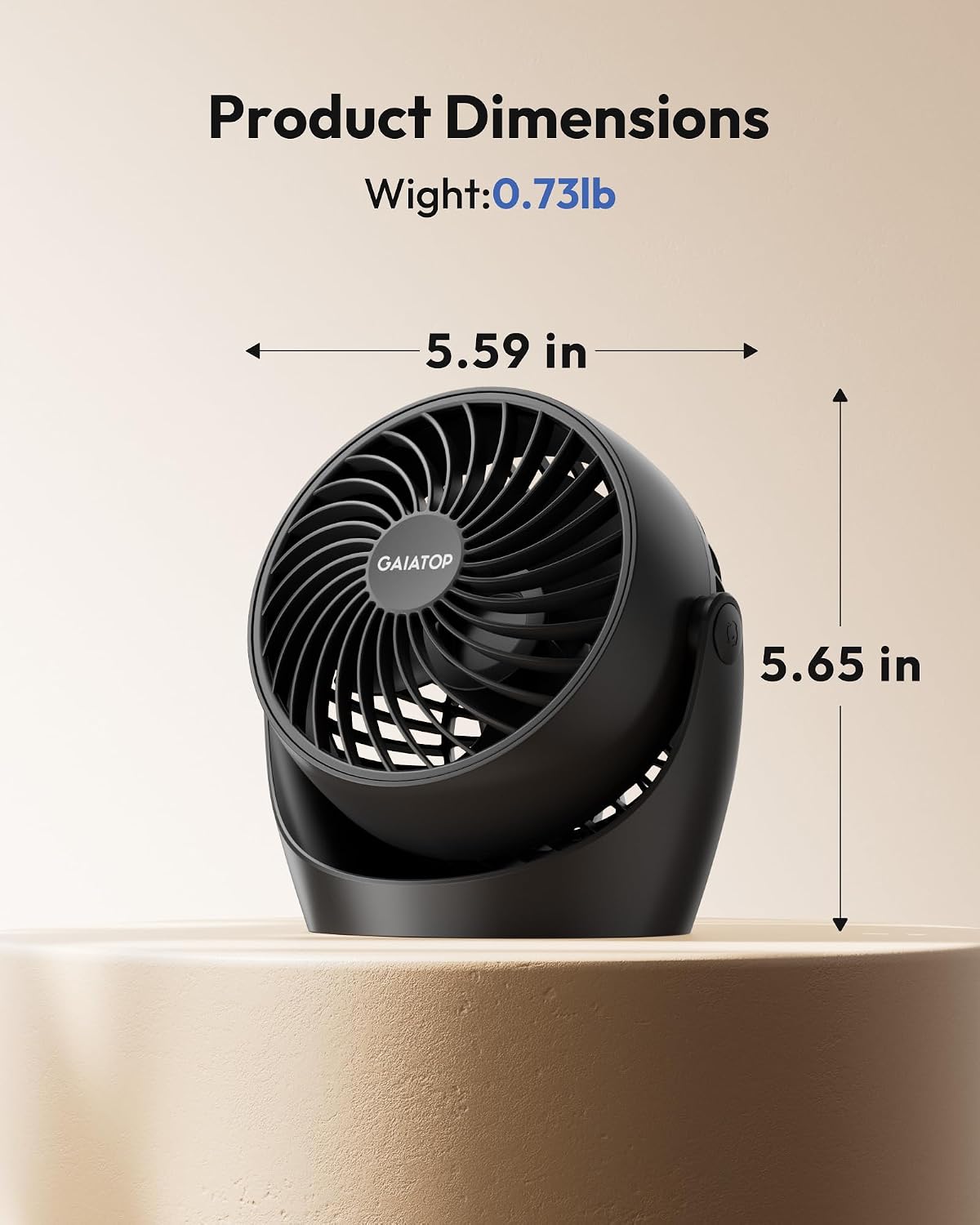Thumbnail 6 de Gaiatop Desk Fan (5-Inch) Portable Electric Table Fan with 3 Speeds and 360° Adjustable Tilt