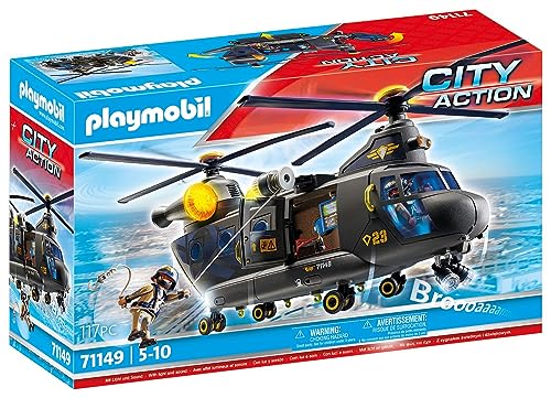 Detalle de PLAYMOBIL City Action 71149 Fuerzas Especiales Helicóptero Banana con luz y sonido
