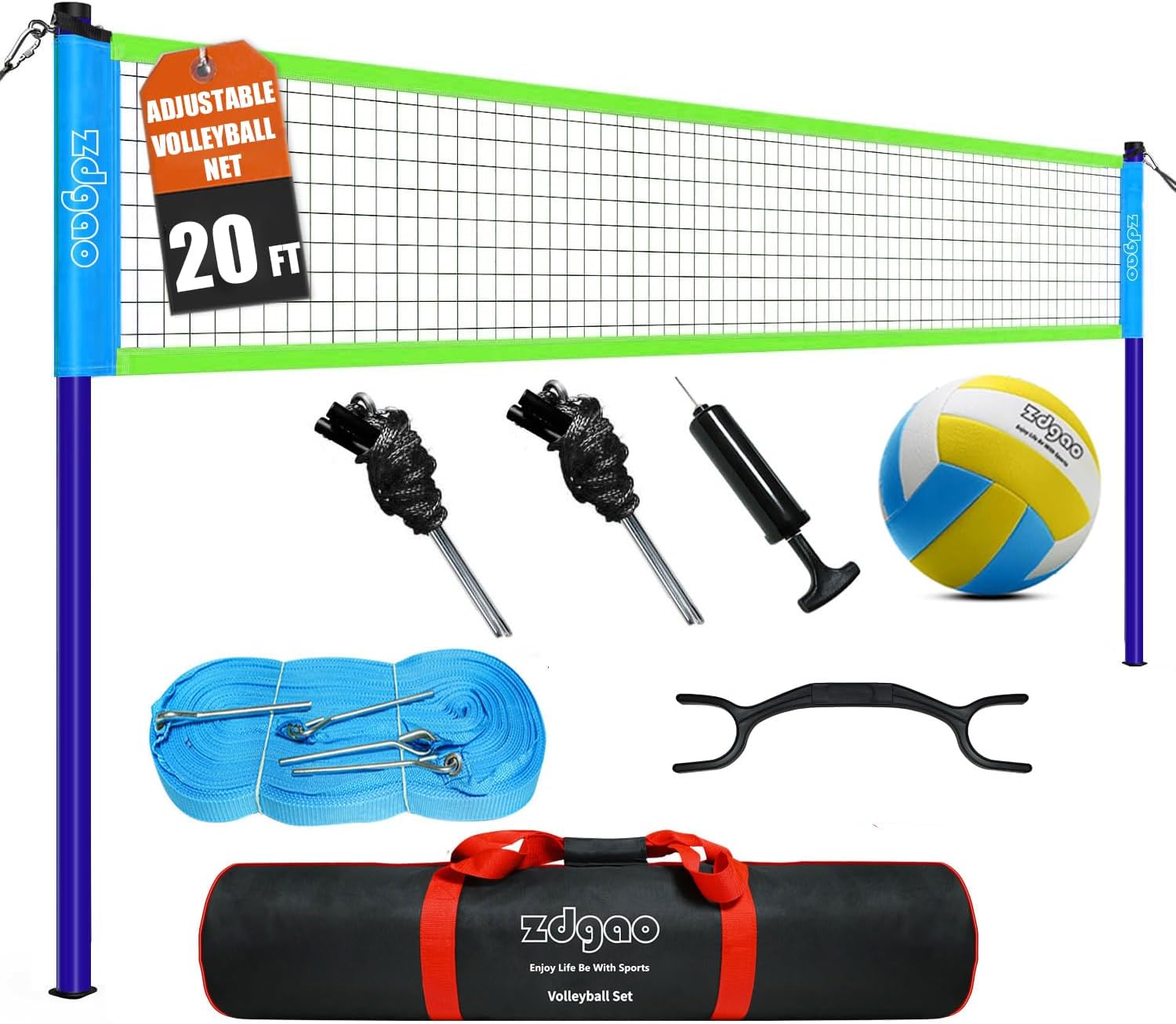 Detalle de Zdgao Outdoor Portable Adjustable Volleyball Net System: Complete Practice Kit