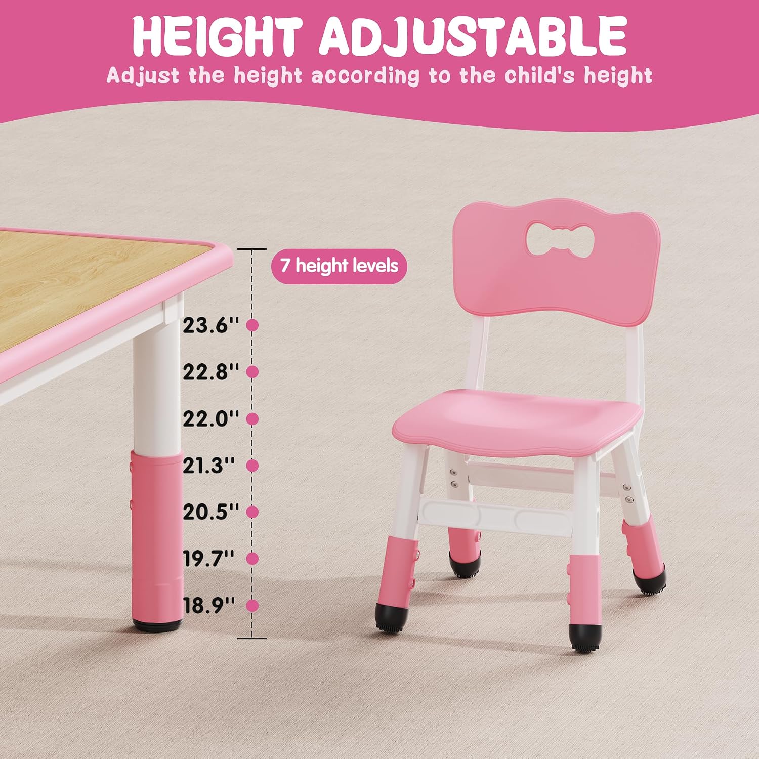 Detalle de Brelley Adjustable Kids' Table and Chair Set 31.5" L x 23.6" W