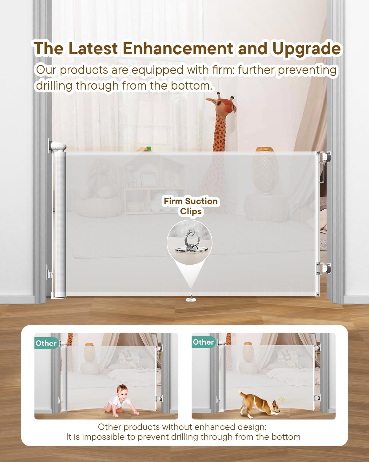 Detalle de BBsecure SG025 Retractable Baby Gate, 34-Inch, Up to 55-Inch Wide, White