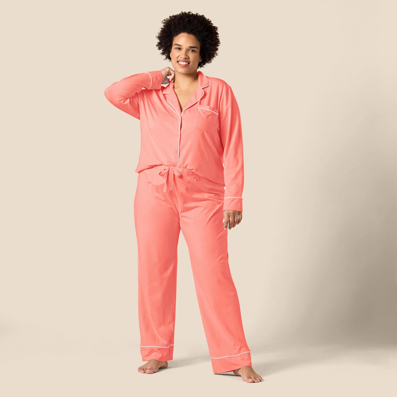 Thumbnail 5 de Amazon Essentials Damen-Schlafanzug-Set Baumwollmodal: langärmeliges Hemd & lange Hose