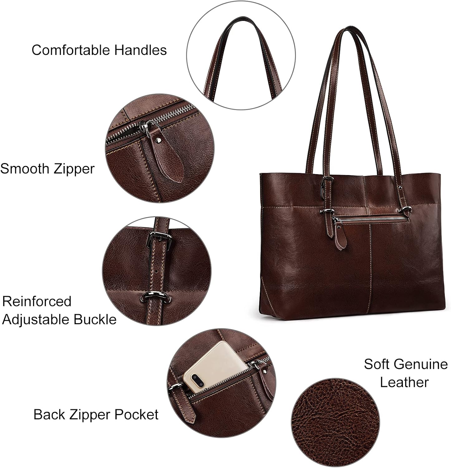 Thumbnail 4 de S-ZONE Sac à Main Femme Grand Fourre Tout cuir