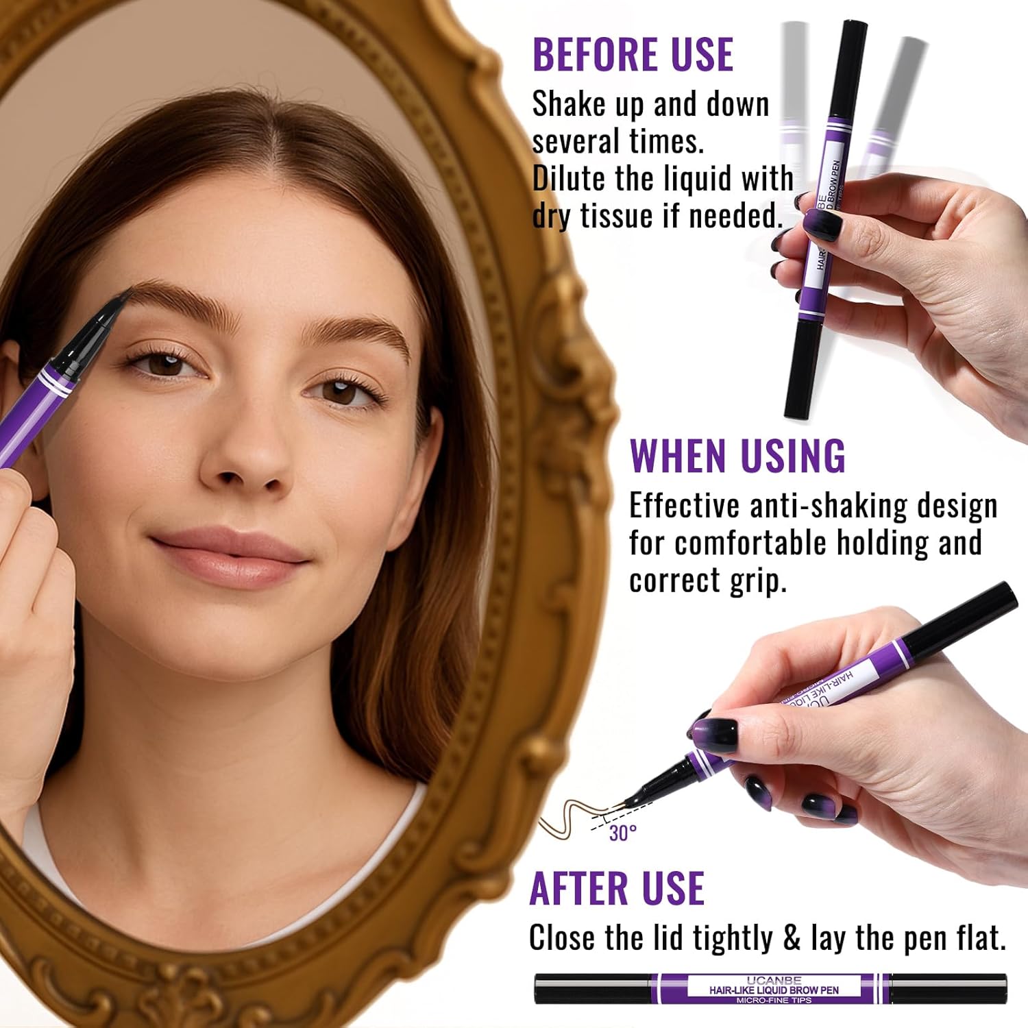 Detalle 2 de UCANBE Crayon Sourcils 2-en-1 Effet Microblading - Brun noirâtre