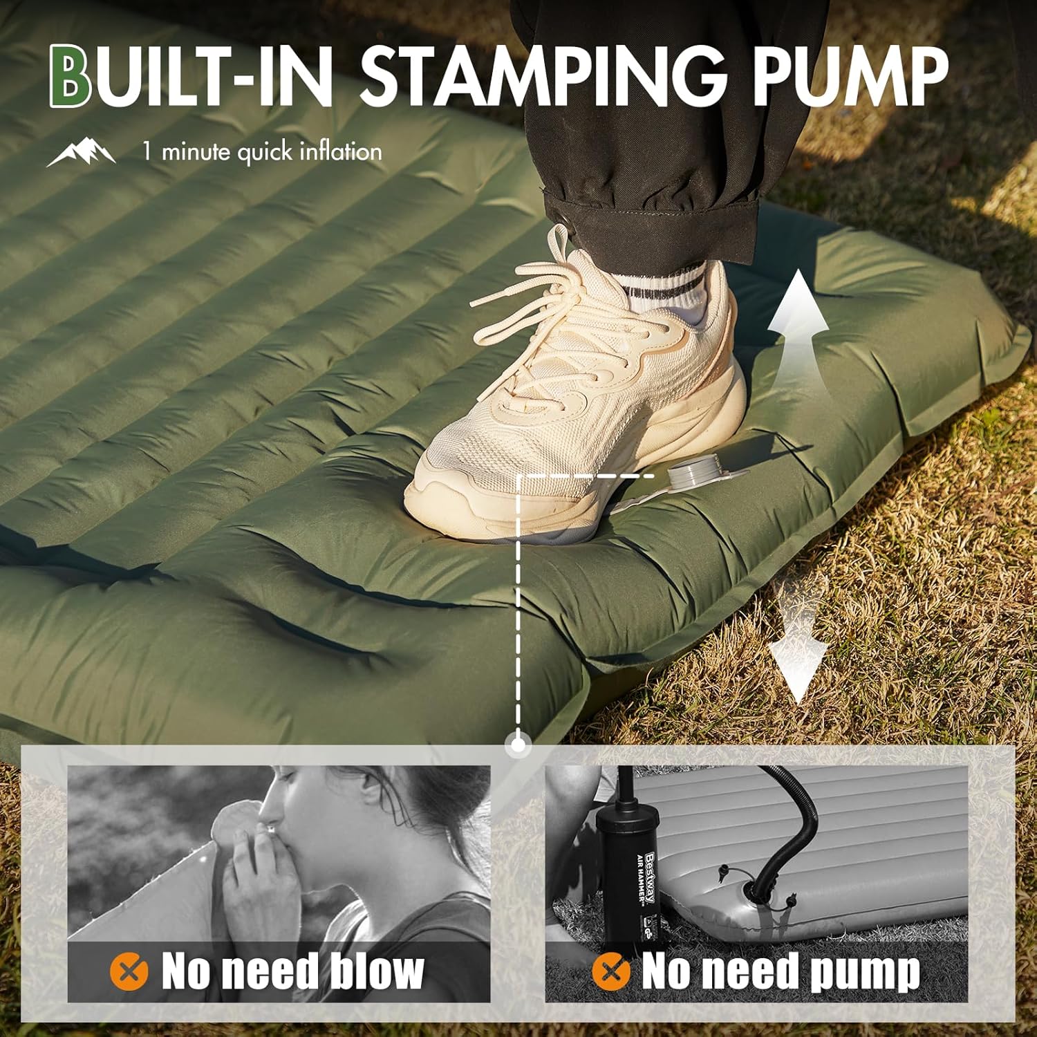 Thumbnail 3 de Portal Camping Mattress Single 10cm Thick with Built-in Foot Pump