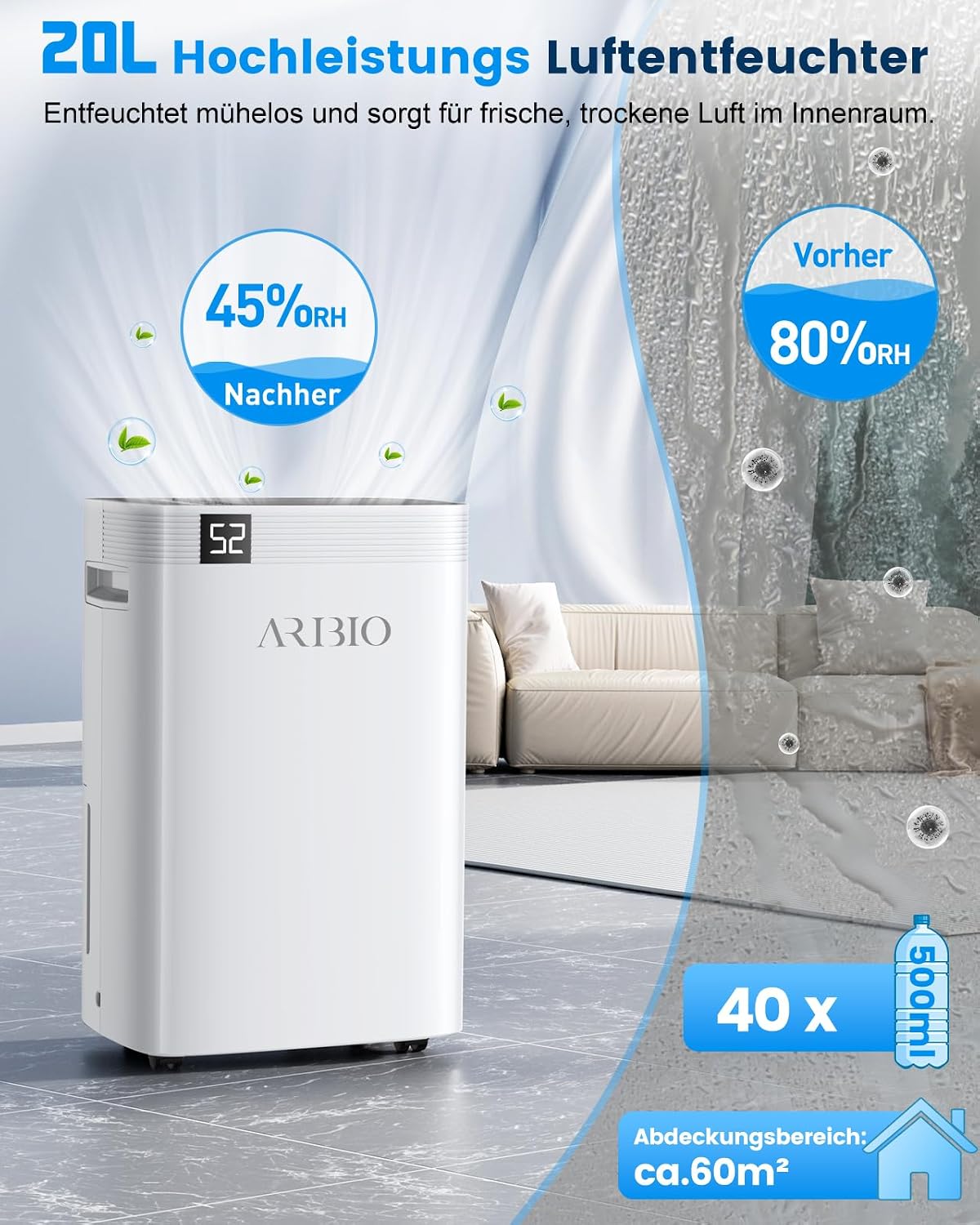 Detalle 2 de Luftentfeuchter 20 L/Tag für 60 m²