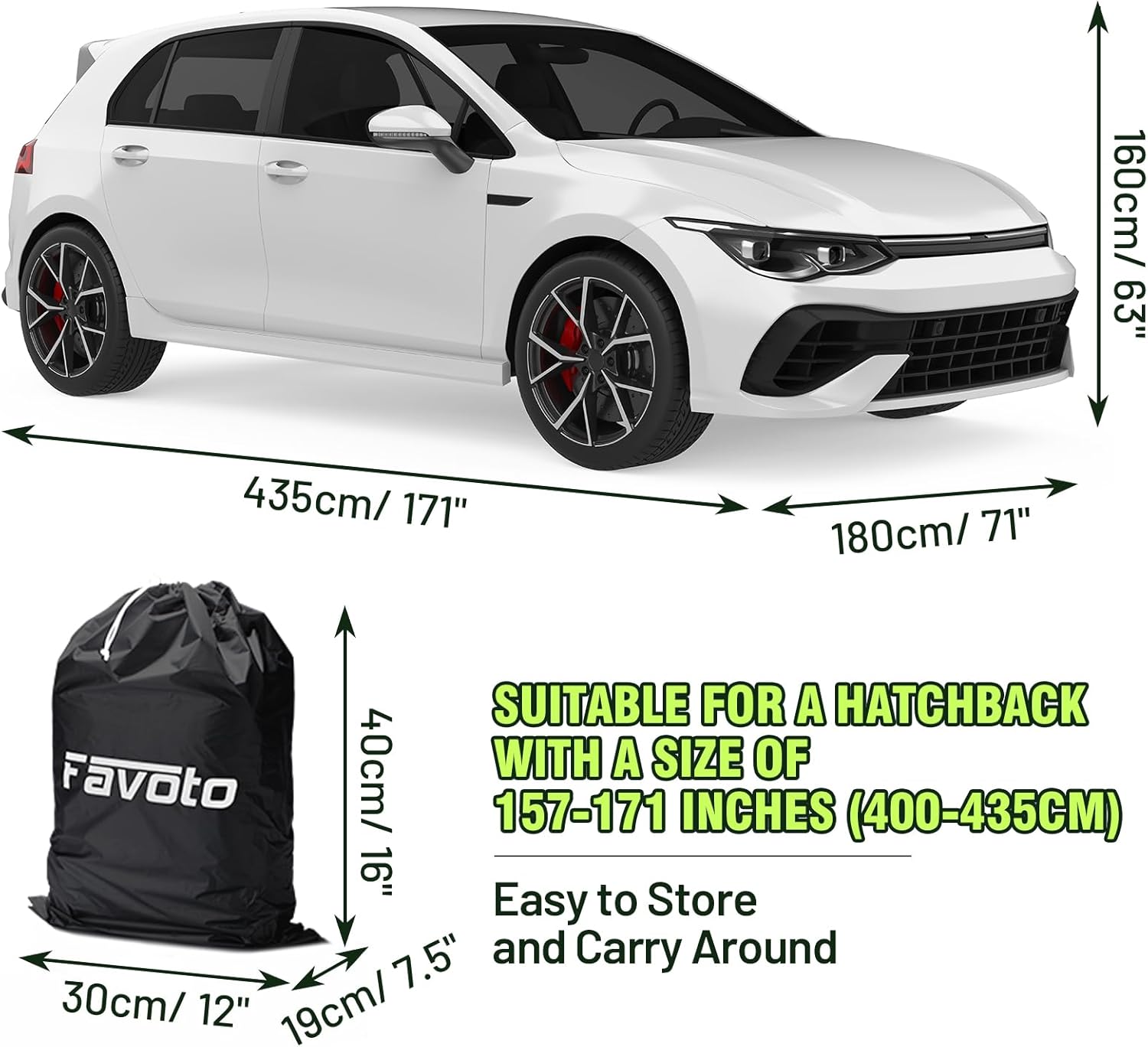 Thumbnail 5 de Favoto Bâche Voiture Housse de Protection Extérieur en PEVA avec Ouverture Latérale – 435x180x160 cm, Noir