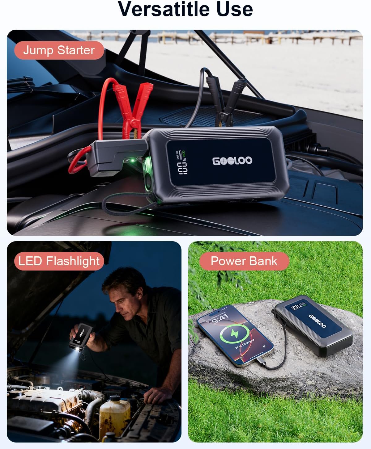 Thumbnail 6 de GOOLOO G7 3000A Jump Starter: Portable Power, 45W Fast Charging & LED Emergency Light