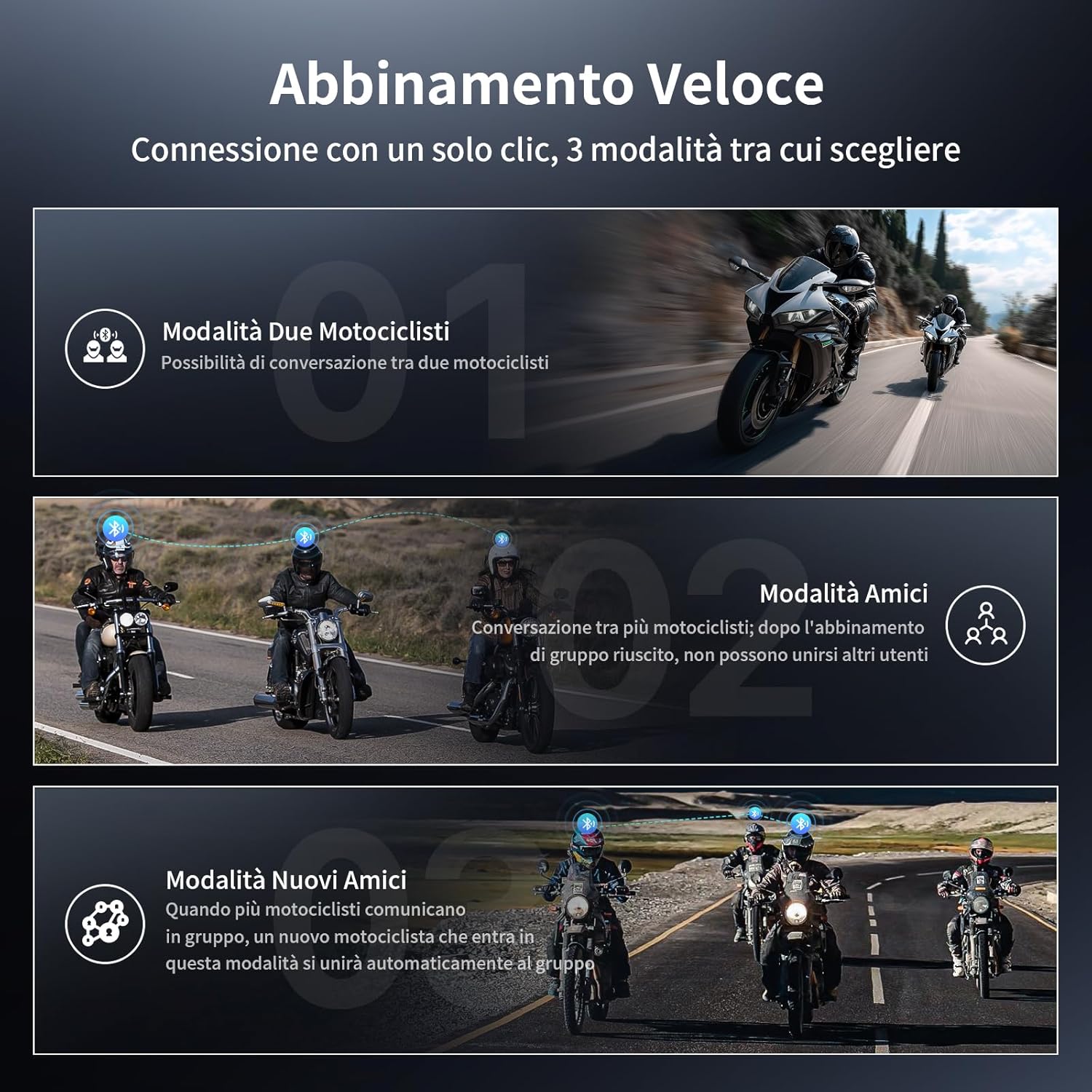 Detalle de Fodsports FX7 10: interfono moto Mesh per 10 rider, doppio chip V5.4 e audio multitasking