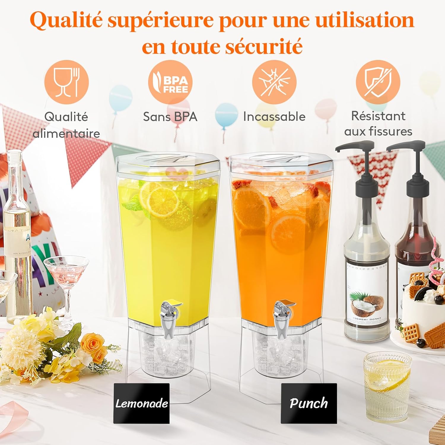 Thumbnail 2 de Lifewit Distributeur de boisson 4 L avec robinet (lot de 2) pour cocktails glacés