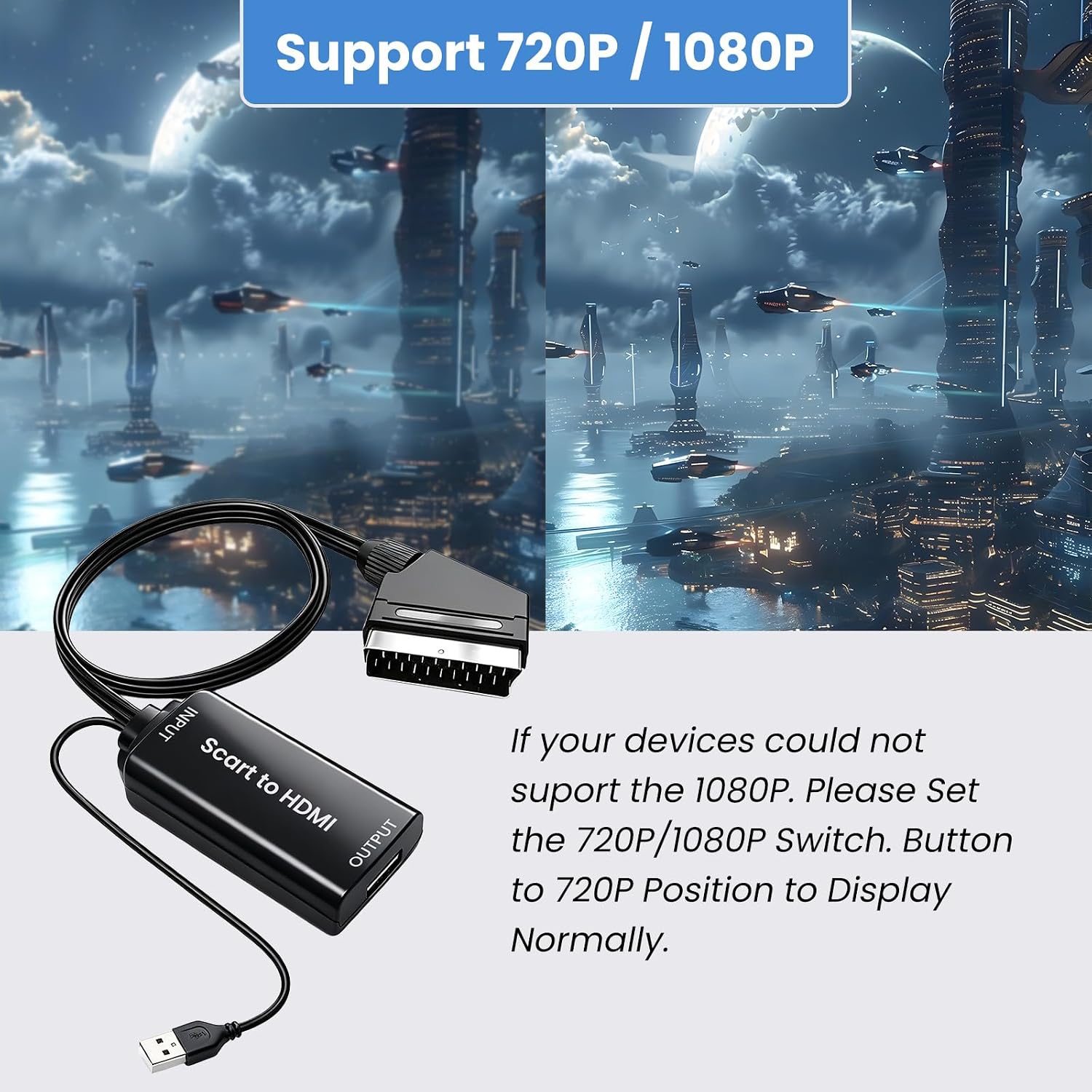 Detalle de AMANKA Scart-auf-HDMI Konverter 1080p