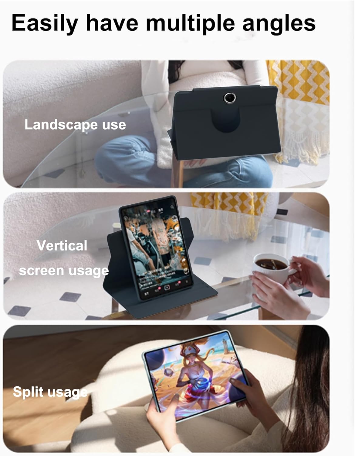 Thumbnail 2 de zZjoOoj Hülle für OnePlus Pad Lite / Oppo Pad SE 11 Zoll – 360° magnetische, teilbare Schutzhülle mit Ständer