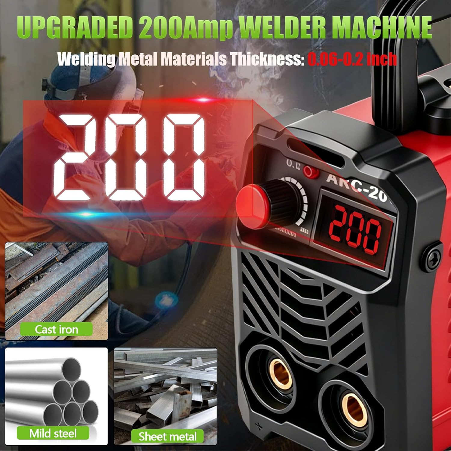 Detalle 2 de Hpoouo 200Amp Stick Welder 110V with 20 Rods