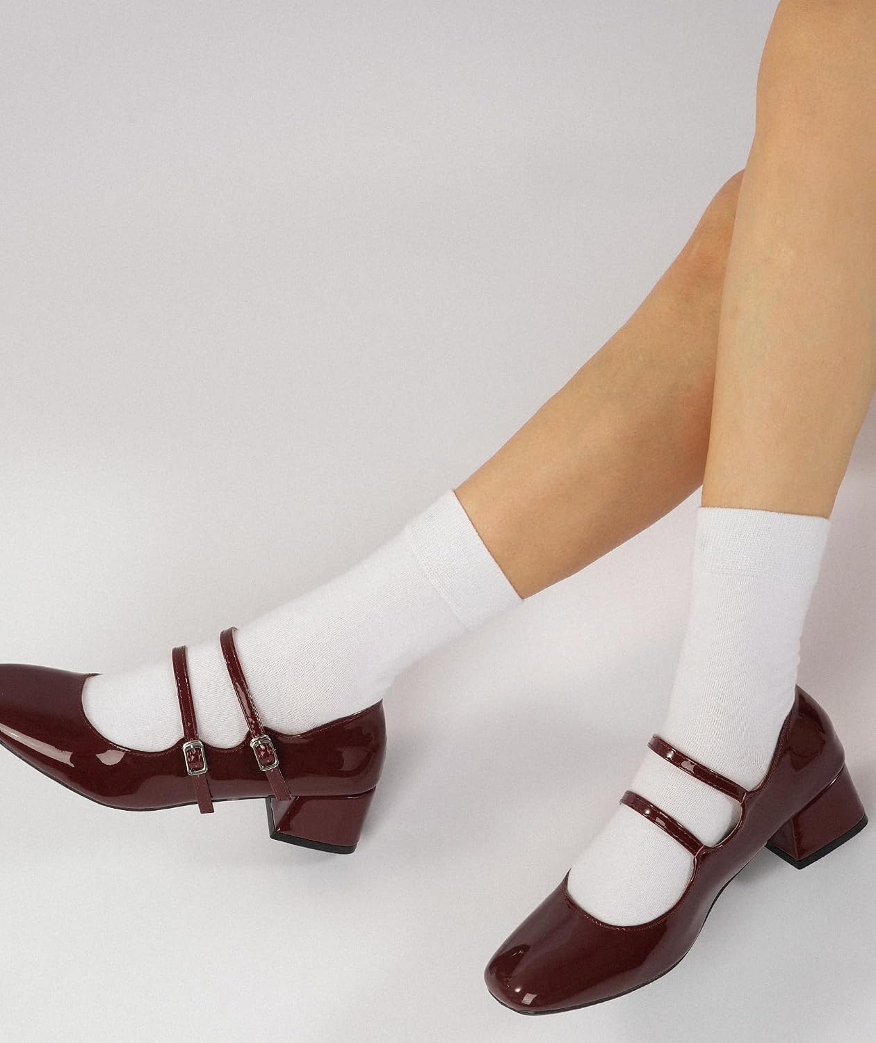 Detalle de CLOSEMATE Women's Thin Cotton Crew Socks 5P, Reinforced Heel & Toe