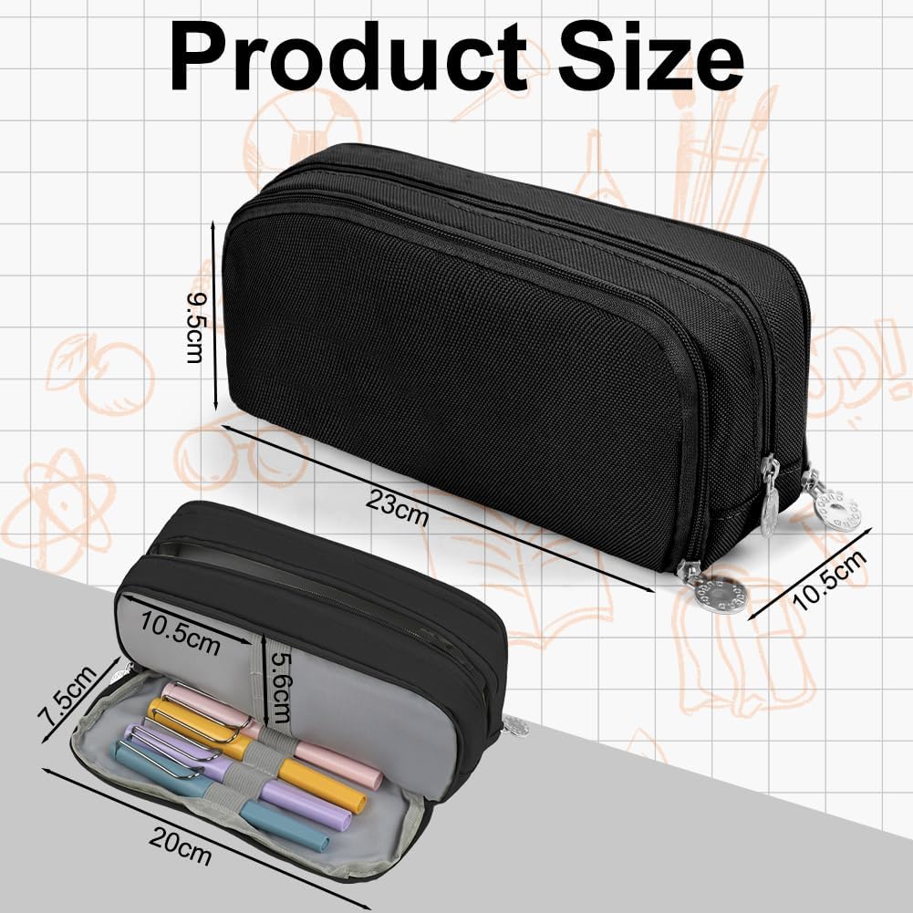 Thumbnail 1 de OFFCUP Trousse à Crayons Grande Capacité – 3 compartiments, Noir