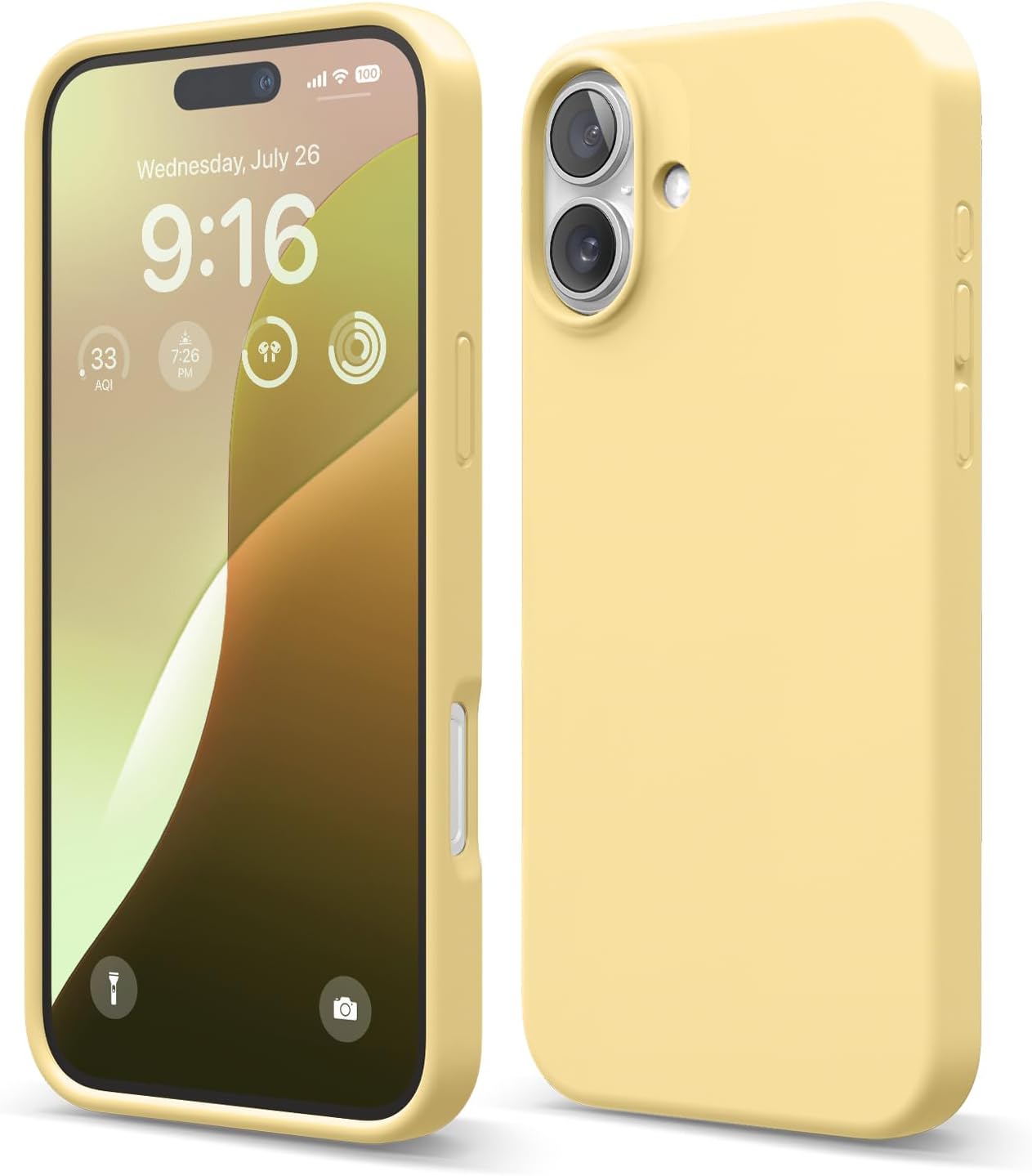 Detalle de Coque silicone elago “Liquide Premium” pour iPhone 16 Plus — protection intégrale antichoc, finition microfibre antirayures (jaune)