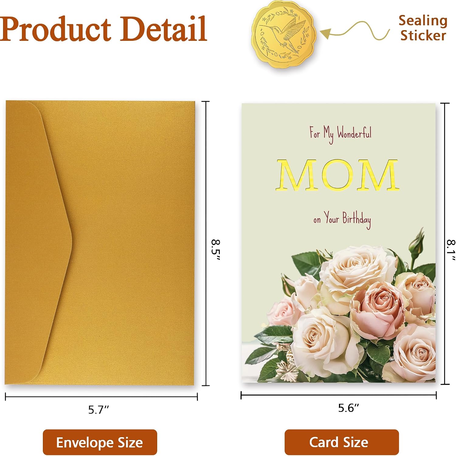 Thumbnail 5 de TzenvoGift Mom Birthday Card, Floral Double-Layer Card with Gold Foil