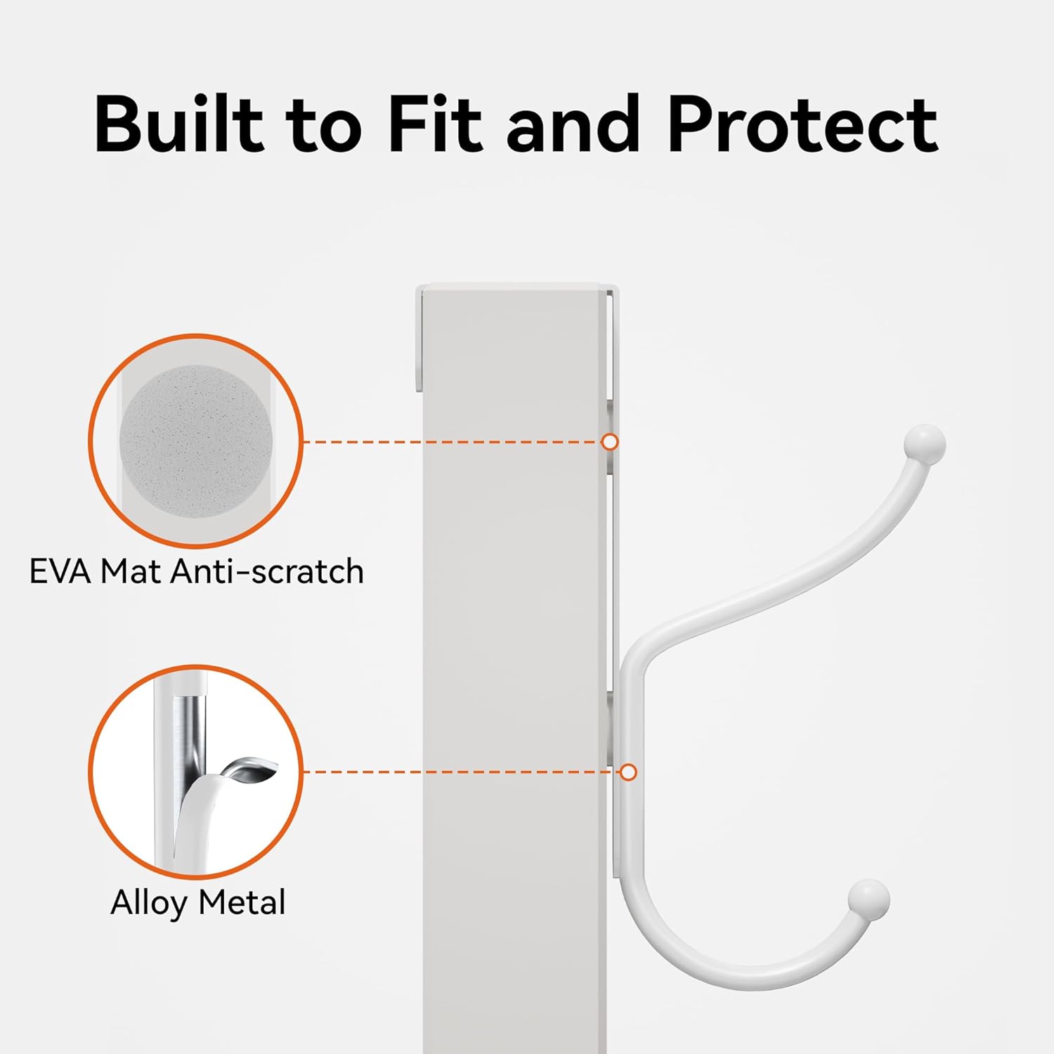 Thumbnail 5 de niffgaff Over Door Hook 2-Pack (Heavy Duty, No-Drilling), for Interior Doors up to 1.4 Inches Thick – White