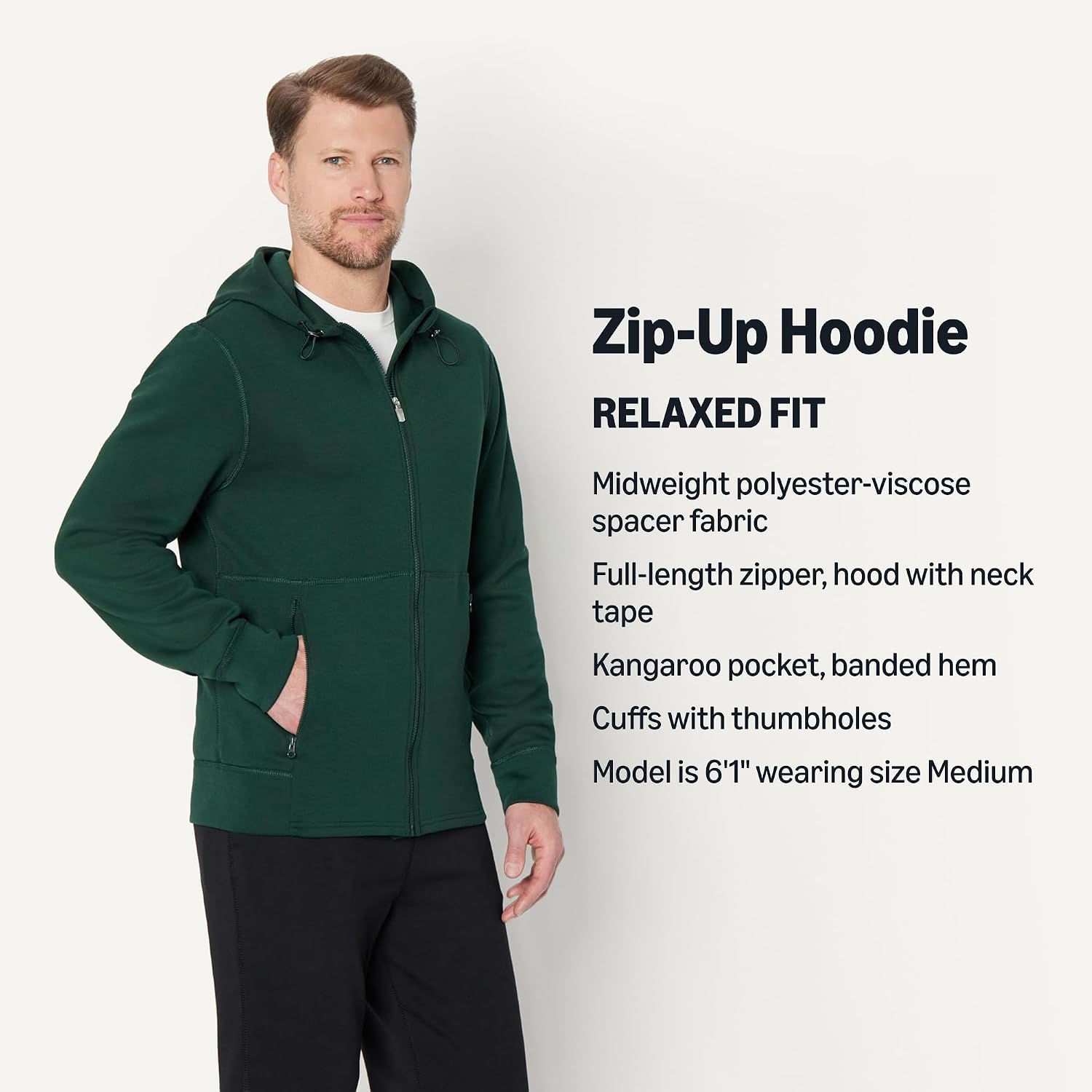 Detalle de Amazon Essentials Men’s Active Athletic Relaxed Fit Full-Zip Lounge Hoodie