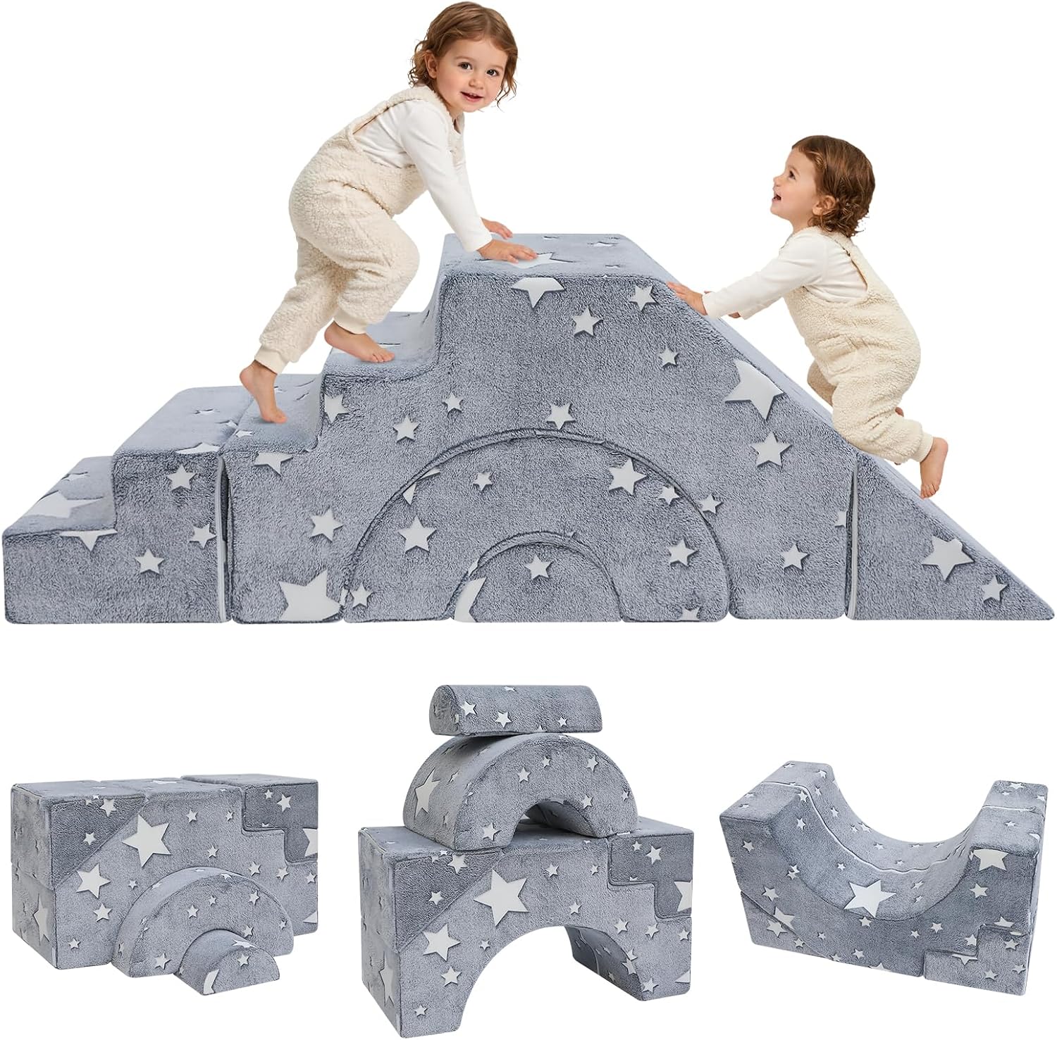 Detalle de MeMoreCool Kids Foam Climbing Couch with Glow-in-the-Dark Stars