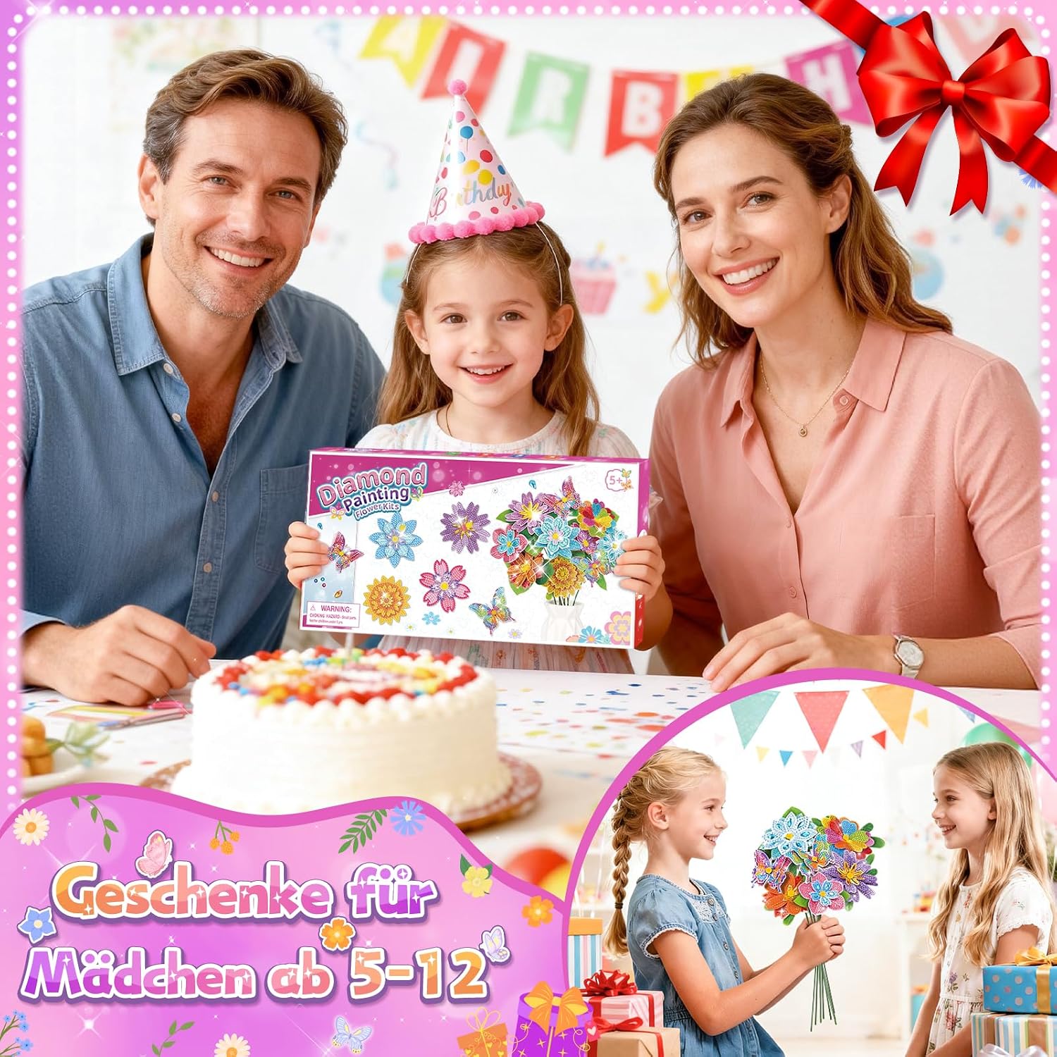 Thumbnail 4 de Diamond Painting Bastelset für Kinder ab 5–12 Jahren – Blumenstrauß DIY zum Verschenken