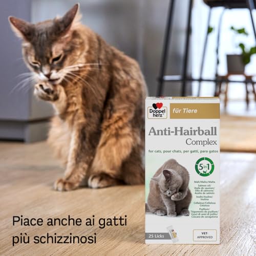 Detalle de Doppelherz Complesso Anti Hairball per gatti – 25 snack cremosi con fibre e olio di salmone