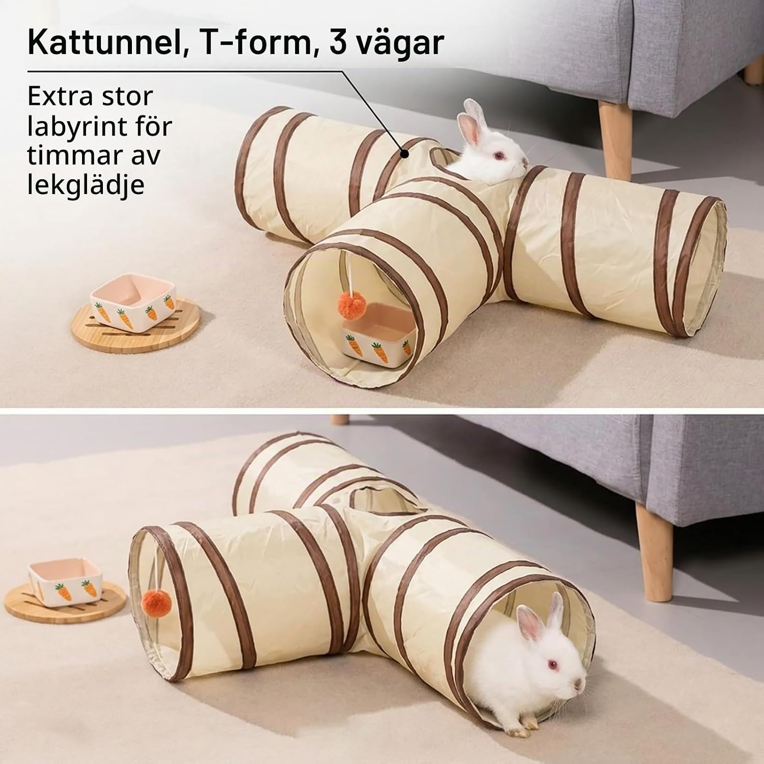 Detalle de Brizuf 1 kanintunnel, 3-vägs och beige