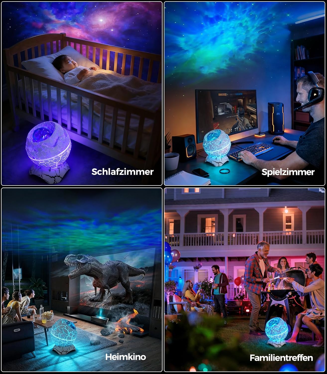 Thumbnail 5 de MOLEKSDAL Dinosaurier-Ei Galaxy Sternprojektor mit Nebel, Timer & Fernbedienung (Mini) – Sternennachtlicht für Schlafzimmer