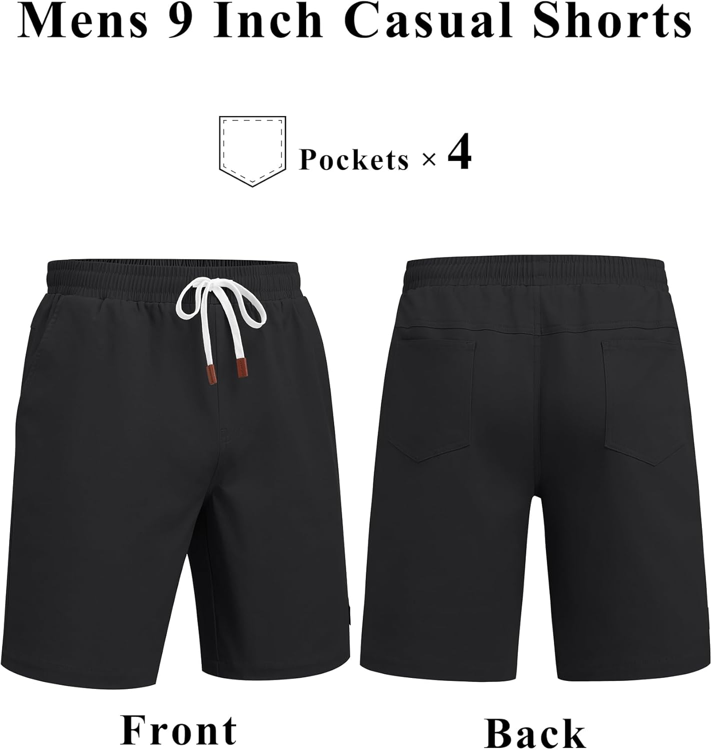 Detalle 2 de COOFANDY Men's Cotton Chino Shorts 9 Inch: Casual Comfort with Practical Pockets
