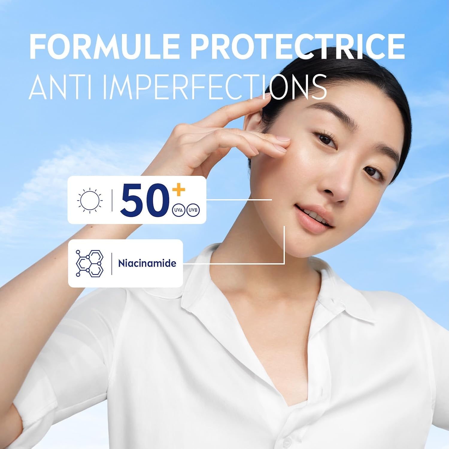 Detalle 2 de NIVEA SUN Derma Skin Clear Protection Fluide solaire visage FPS 50+ peaux mixtes à grasses (40 ml)