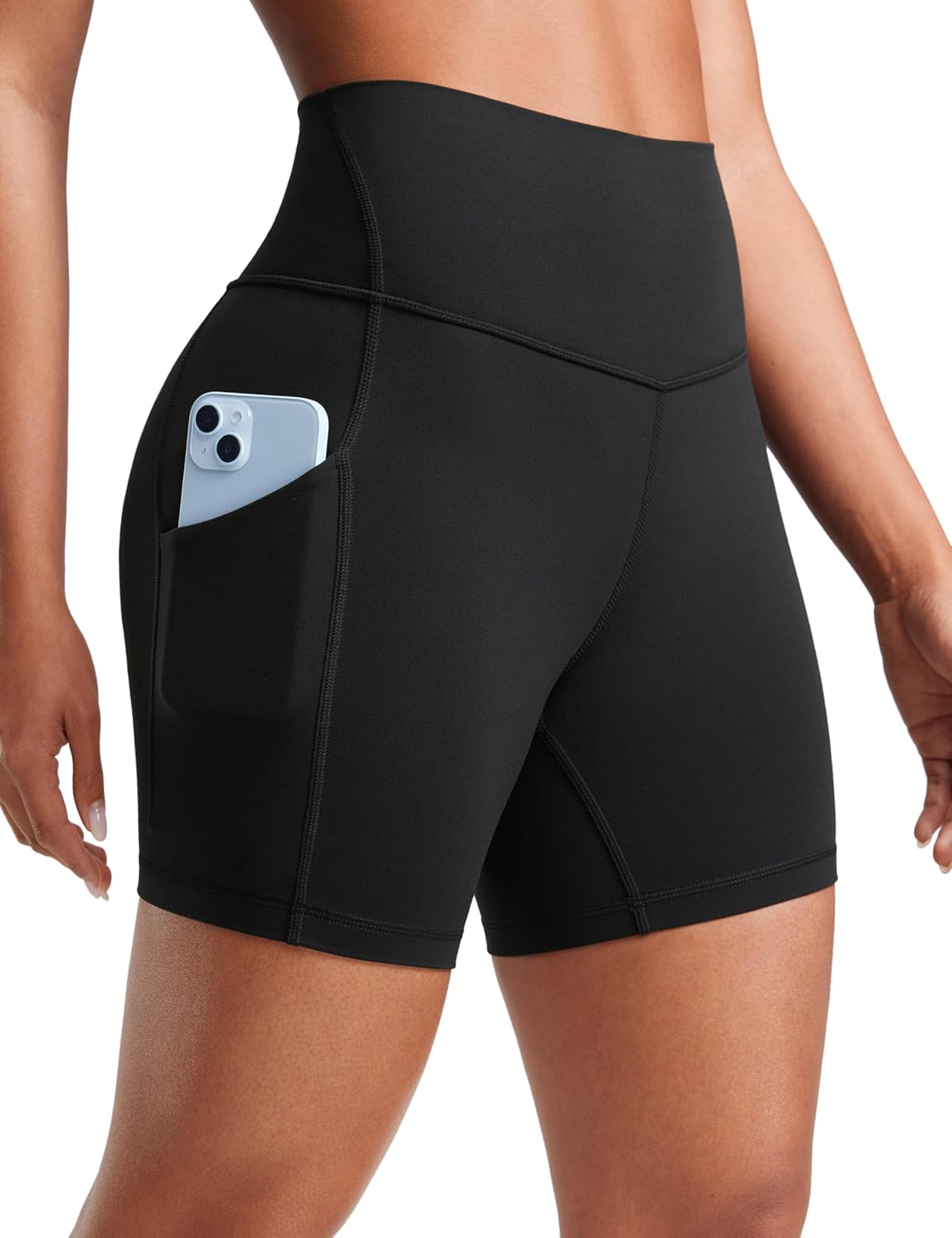 CRZ YOGA Donna Butterluxe d Pantaloncini Motociclista da 13 cm con vita alta e tasche laterali nero, taglia 44