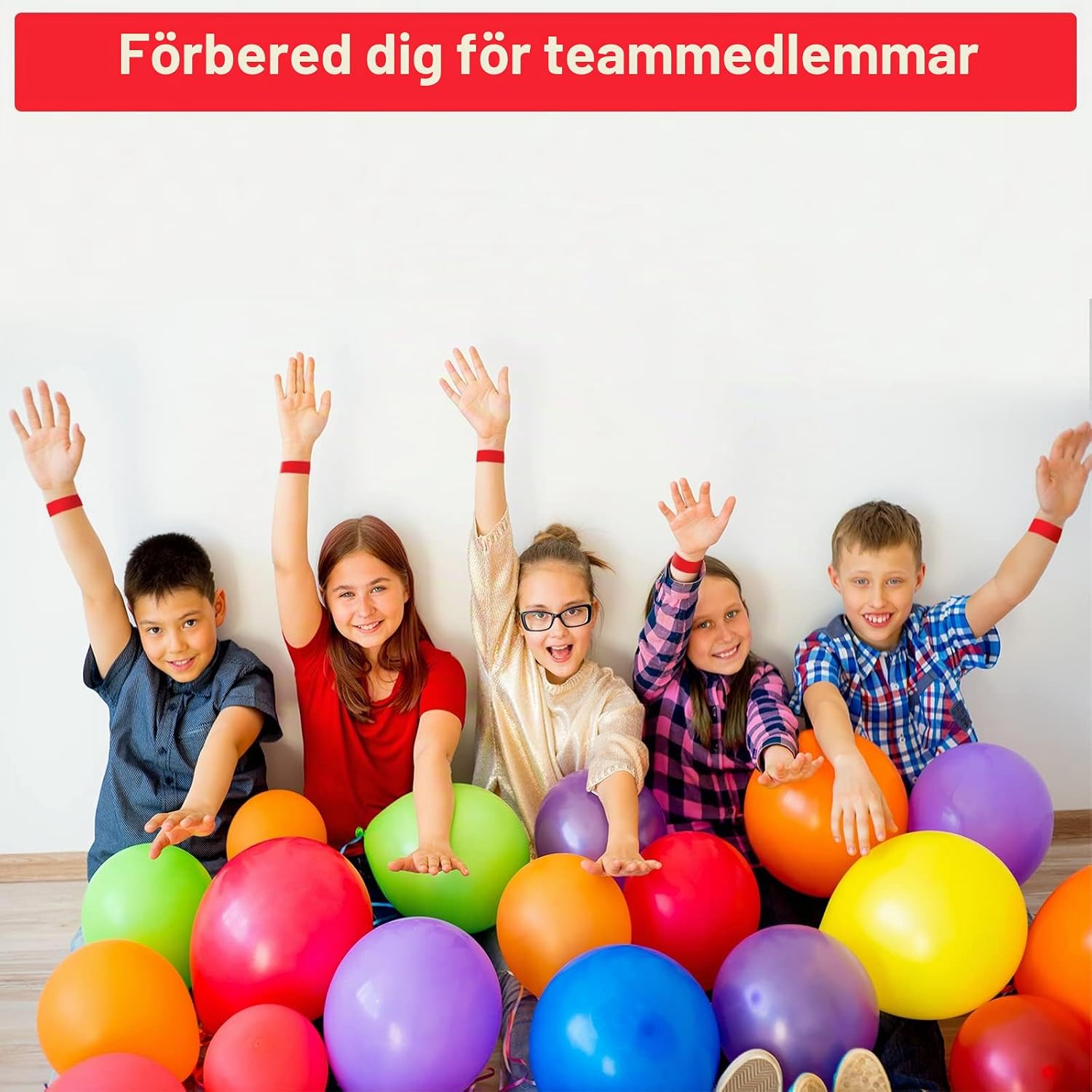 Detalle de Vicloon röda evenemangsarmband, 100 st med självhäftande förslutning