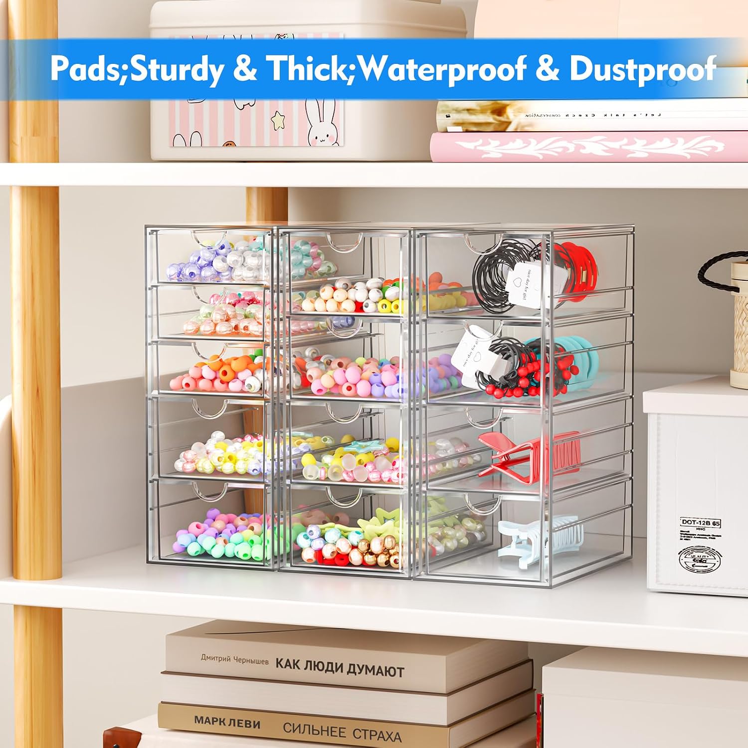 Detalle 2 de ARSTPEOE 1930OD Acrylic 13-Drawer Organizer, Clear and Stackable