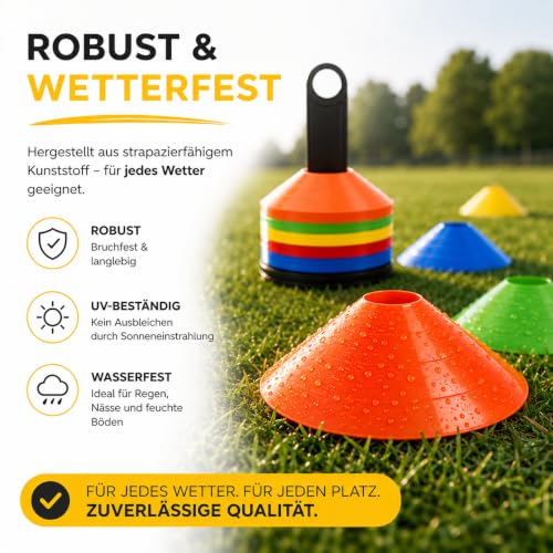 Detalle de AthleJoy 20x Coni da Allenamento Calcio – Segnalatori Sportivi per Campo, Accessori per Scuola, Club e Attività Outdoor