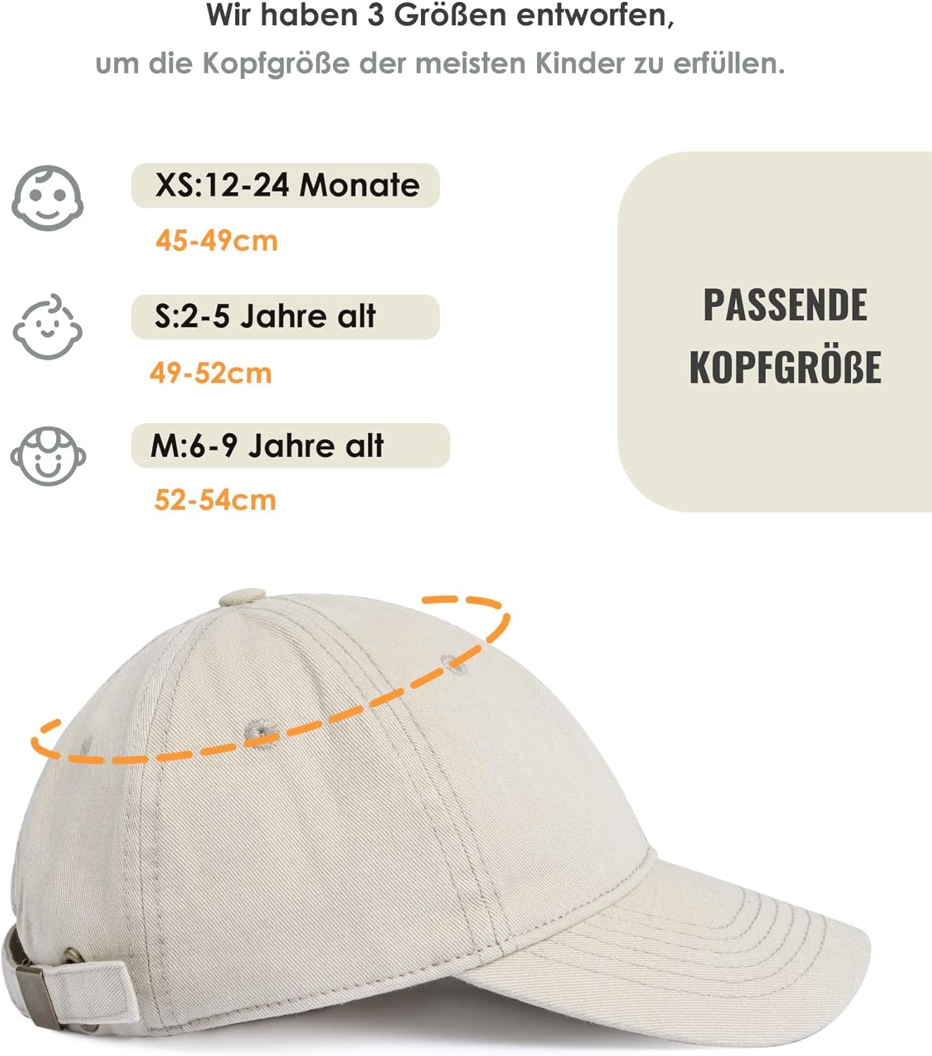 Thumbnail 2 de FURTALK Kinder Basecap mit UV-Schutz, verstellbar – Baumwolle, Retro-Look (3 Größen)