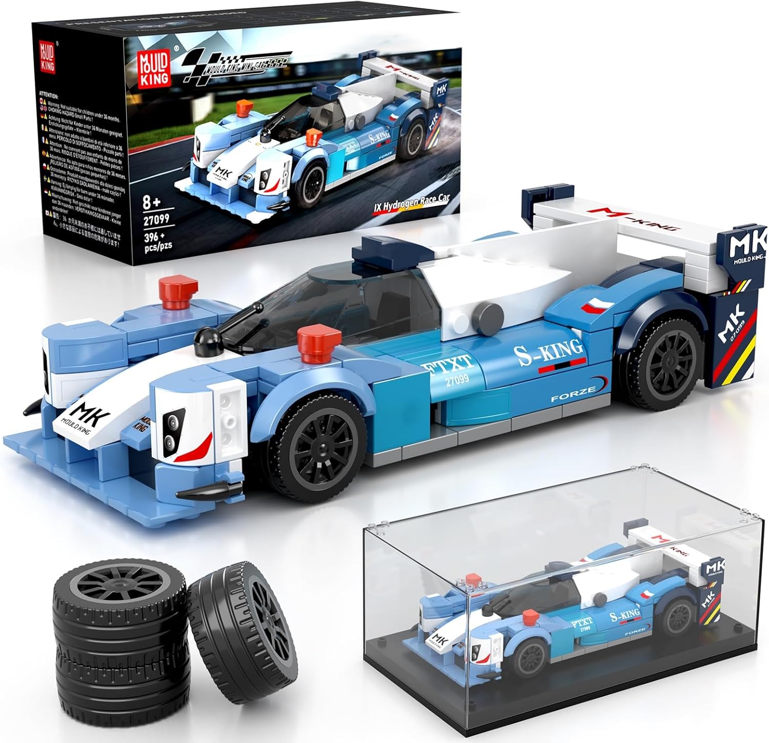 Thumbnail 6 de Mould King 27088 Technik Sportwagen Bausteinset mit Acryl-Vitrine (466 Teile)