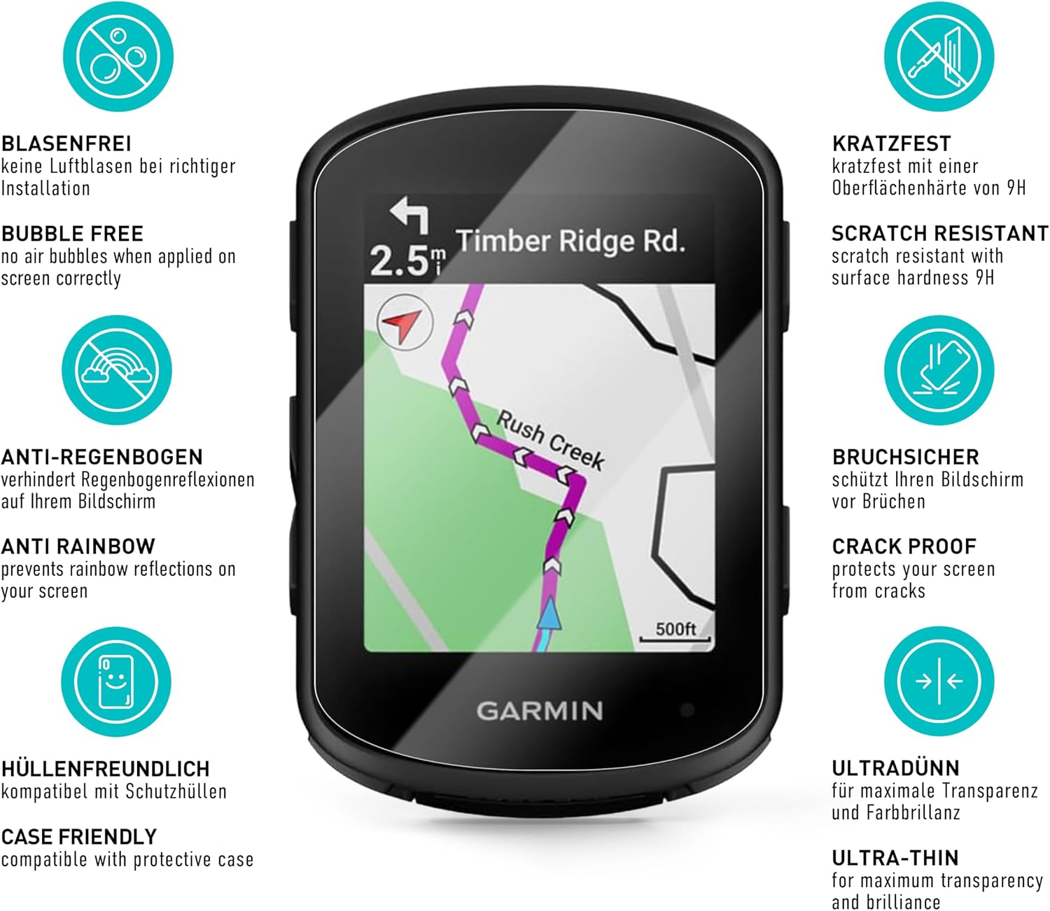 Thumbnail 4 de SmarTect Garmin Edge 540/840 Screen Protector, 3-Pack 9H Tempered Glass