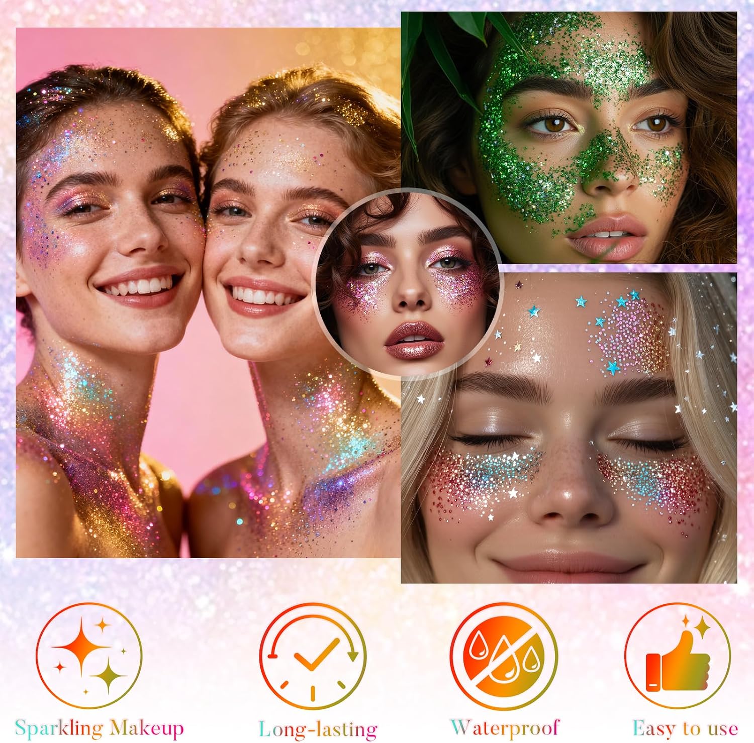 Detalle de YBUETE Carnival White Glitter Stick for Face, Body and Hair