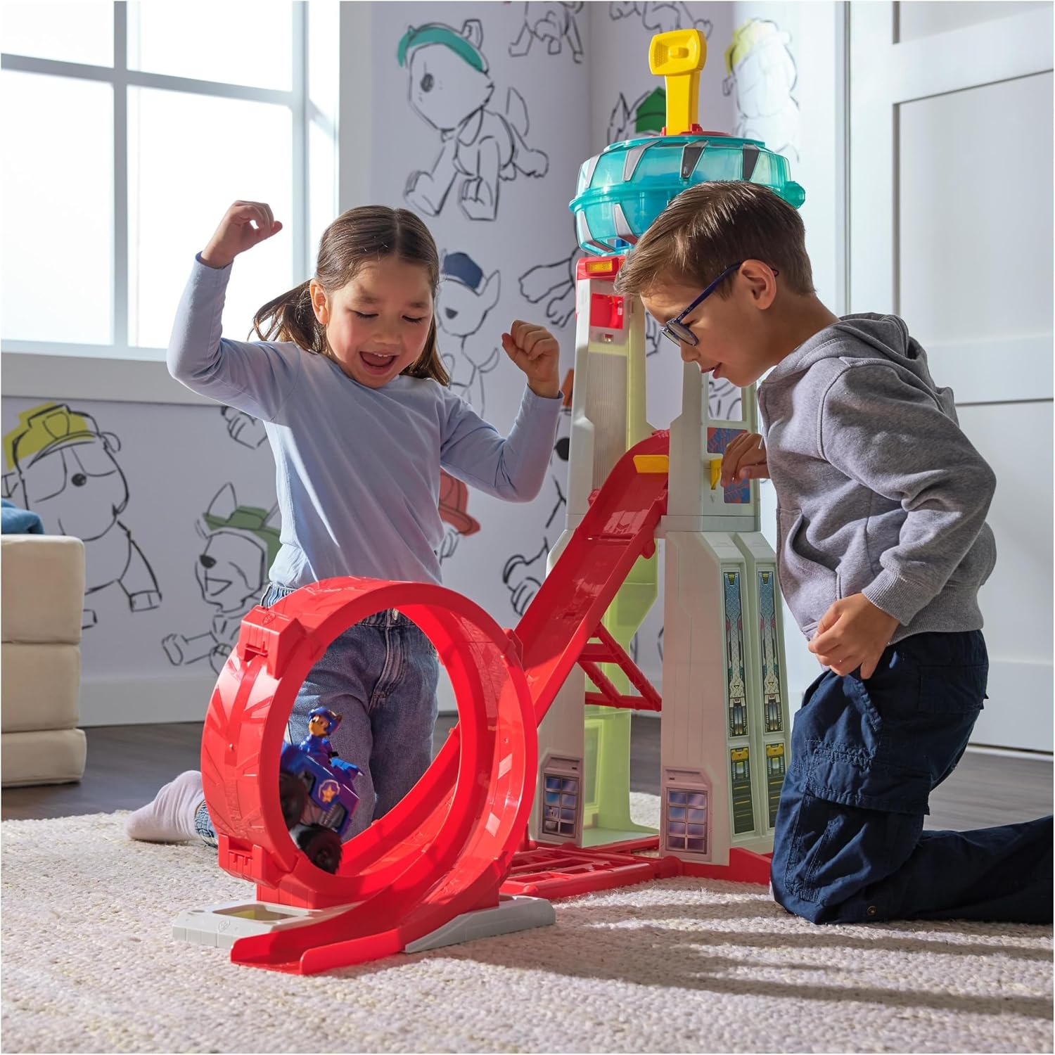 Detalle 2 de Paw Patrol 6069672 Rescue Wheels Super Loop Tower HQ-speelset met licht en geluid