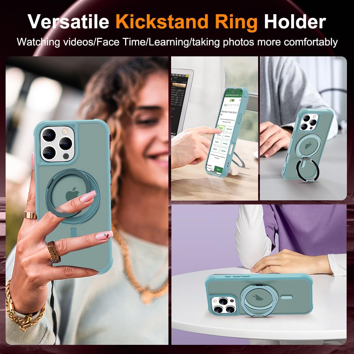Thumbnail 3 de TOKVANZ iPhone 16 Pro Case with 360° Rotatable Magnetic Ring Stand