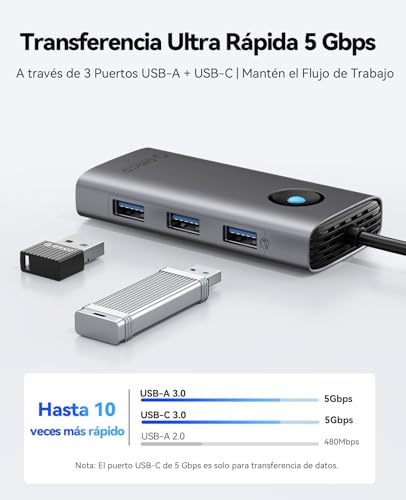 Thumbnail 3 de ORICO Docking Station 6 en 1 con USB-C: HDMI 4K, PD 100W y 4 puertos USB 3.0