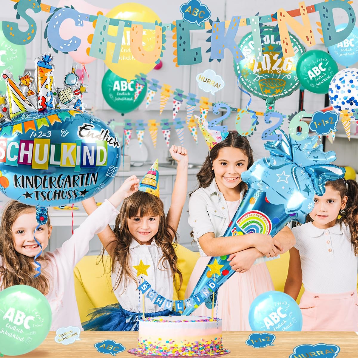 Thumbnail 2 de iZoeL SCHULKIND 2026 Deko zur Einschulung für Jungen – Girlande, Zuckertüten-Deko, Folienballon, Luftballons & Konfetti