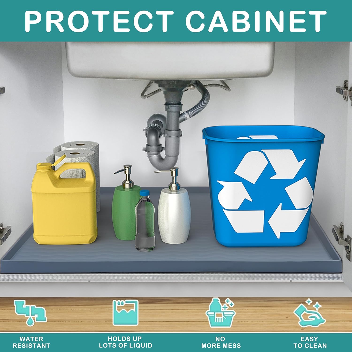 Thumbnail 1 de URMONA Waterproof Silicone Under Sink Mat 31" x 22"
