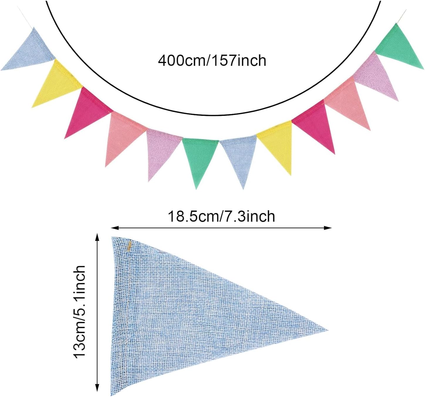Detalle de SZXMDKH 60 Flags 68 Feet Bunting Banner – Multicolour Outdoor Linen Burlap Celebration Decoration