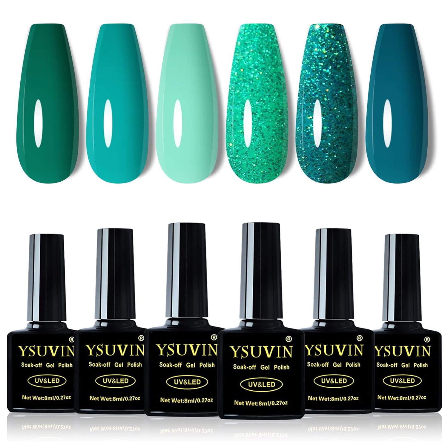 Thumbnail 4 de YSUVIN UV-Nagellack Set (6 Farben) – Jade/Glitzer, 8 ml je Flasche