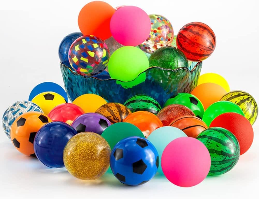 Detalle 2 de OBTANIM 753 Bouncy Balls, 100-Count Mixed-Pattern Rubber Set, 27 mm