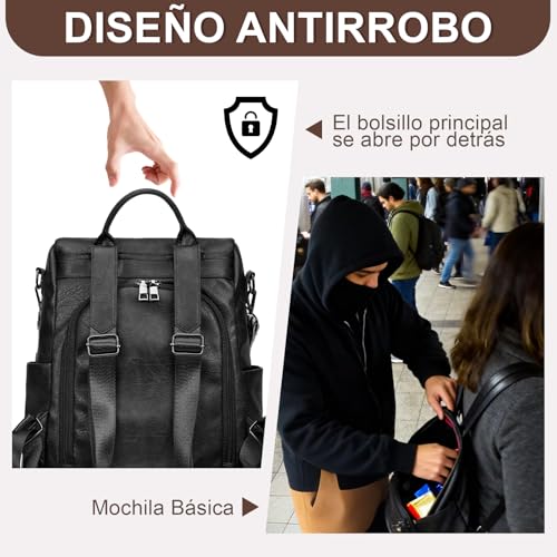 Thumbnail 2 de Eshow Mochila Antirrobo Mujer con Neceser Pequeño: versátil, impermeable y segura para trabajo, universidad y compras