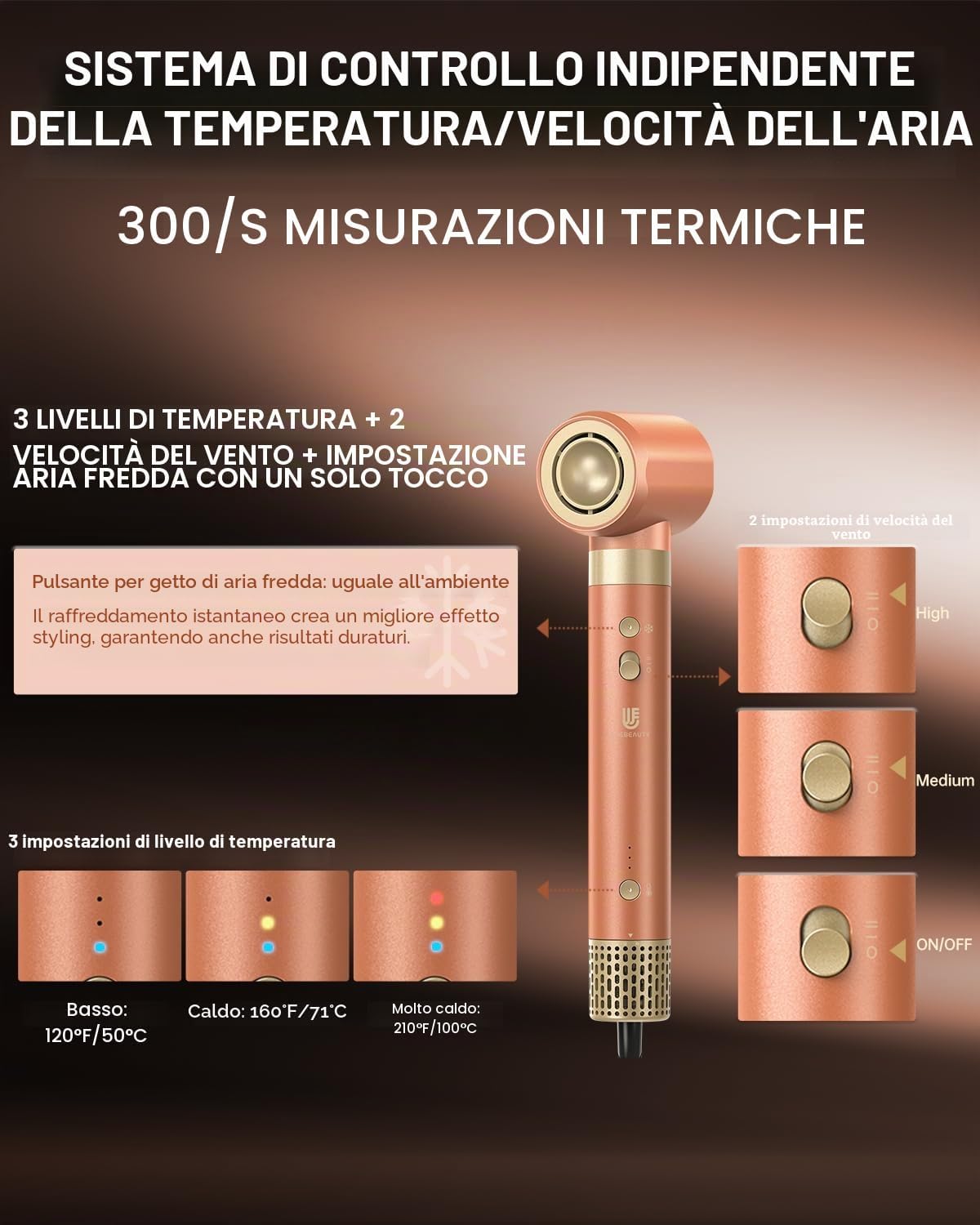 Detalle de webeauty Doppia Tensione 7 in 1 Multistyler con phon, spazzola, piastra, diffusore e 2 arricciacapelli (100–240 V)