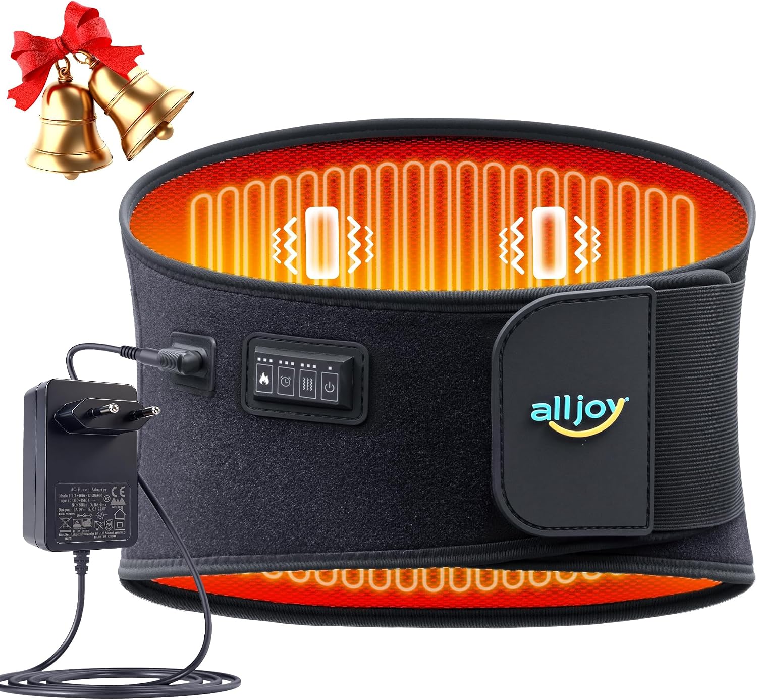 Imagen de ALLJOY 170CM Heat Pad for Back Pain Relief: Plug-in Waist Belt with 3 Heat Levels & 5 Vibration Modes en OfertitasTOP