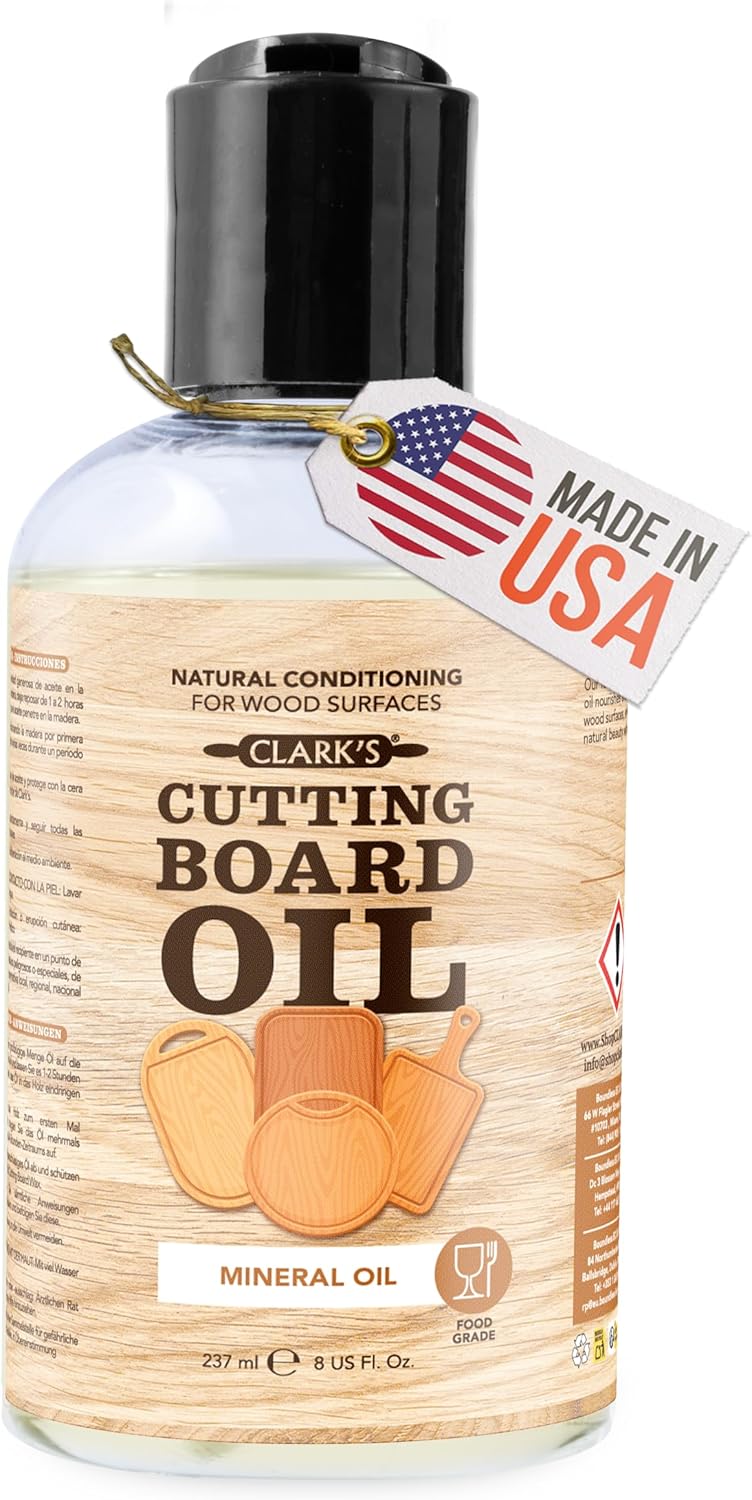 CLARK'S Mineral Oil, 8 oz for Wood Cutting Boards ⚙